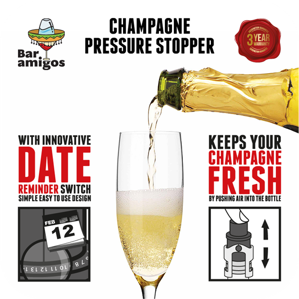 Champagne Pressure Stopper (rød) - FestFest - Alt du har brug for til en genial fest! - 2